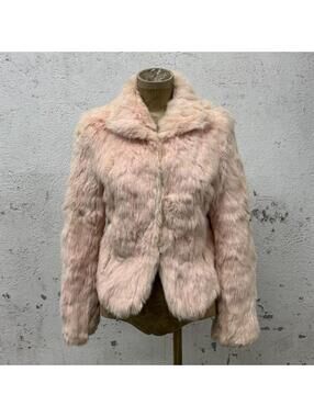 Vintage Y2K Blossom-Pink Rabbit Fur Jacket